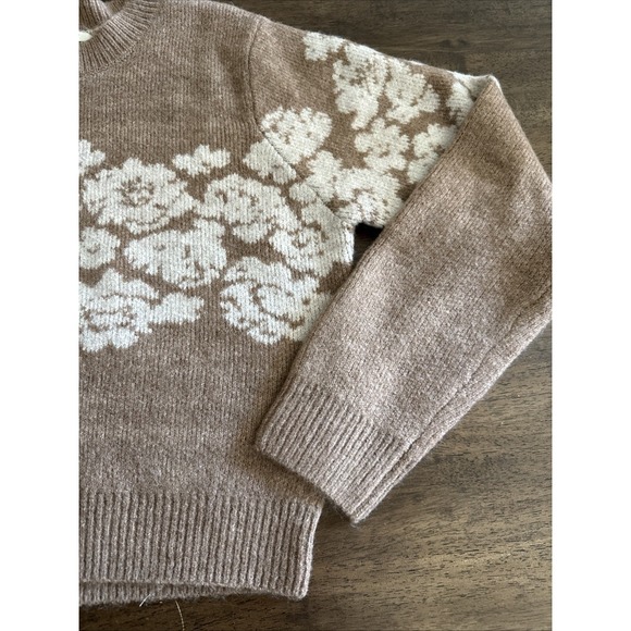 Z Supply Women's Floral Marisol Flora Knit Sweater Brown Casual Comfy Large NWT - Picture 4 of 8